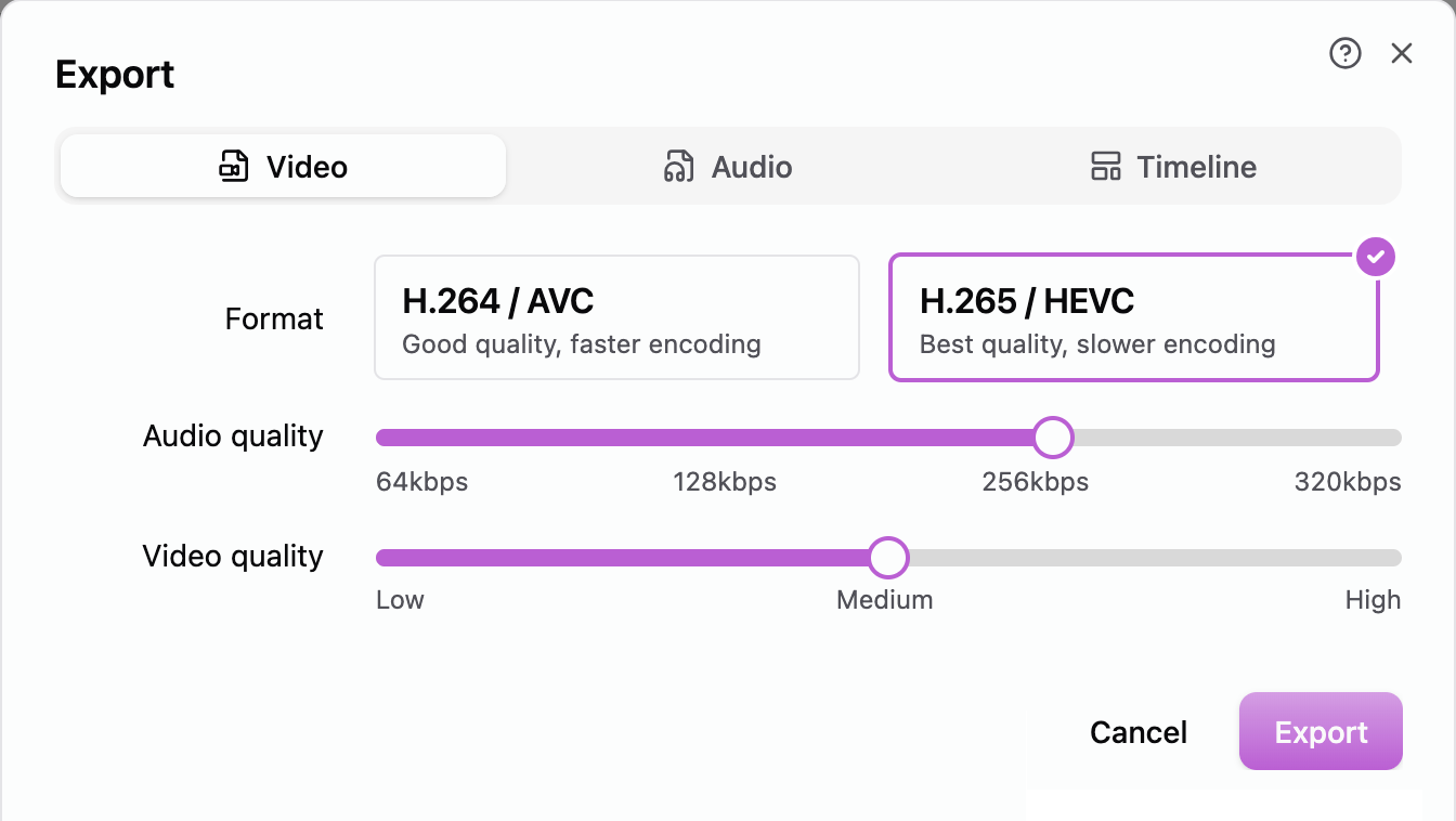 Media export window